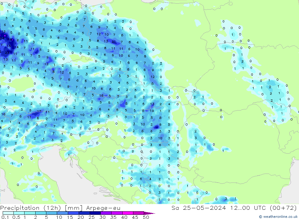 Yağış (12h) Arpege-eu Cts 25.05.2024 00 UTC