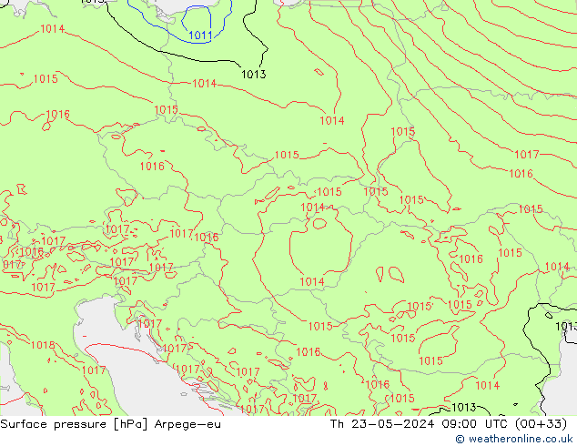pressão do solo Arpege-eu Qui 23.05.2024 09 UTC