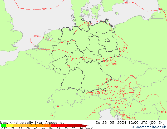 Windböen Arpege-eu Sa 25.05.2024 12 UTC