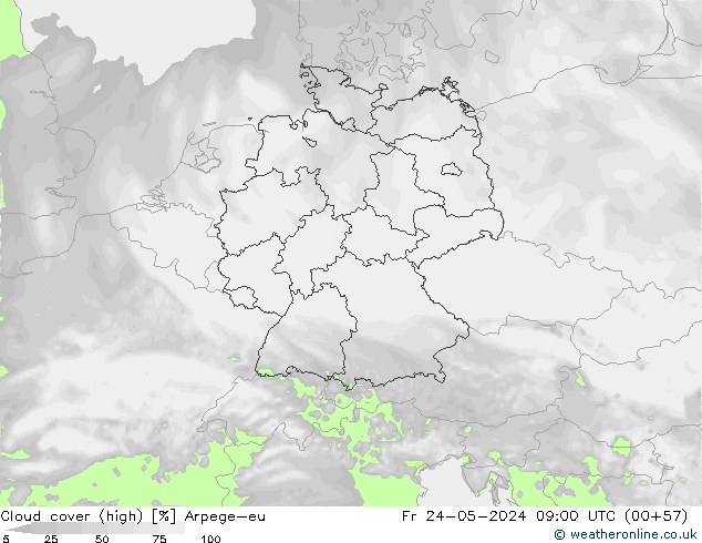 Wolken (hohe) Arpege-eu Fr 24.05.2024 09 UTC