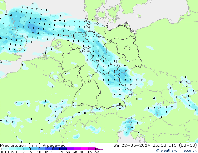Niederschlag Arpege-eu Mi 22.05.2024 06 UTC