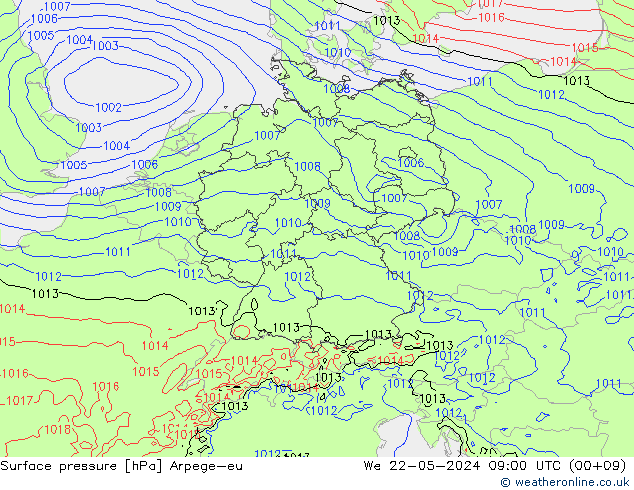 Atmosférický tlak Arpege-eu St 22.05.2024 09 UTC