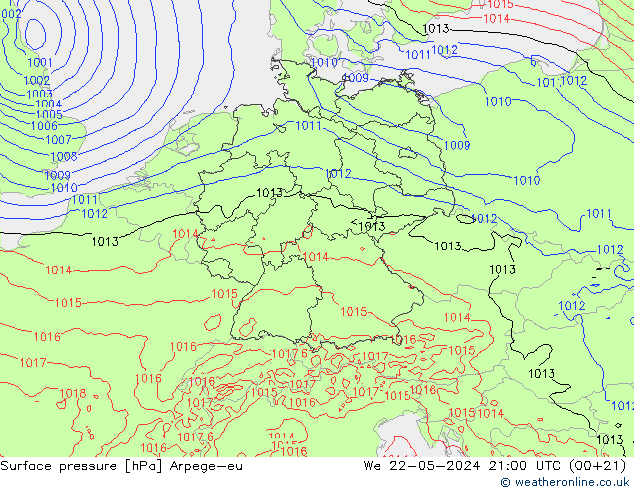 приземное давление Arpege-eu ср 22.05.2024 21 UTC