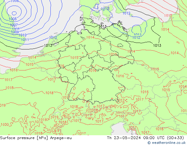 Yer basıncı Arpege-eu Per 23.05.2024 09 UTC
