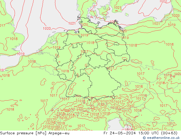 Surface pressure Arpege-eu Fr 24.05.2024 15 UTC