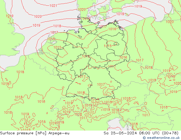 Yer basıncı Arpege-eu Cts 25.05.2024 06 UTC