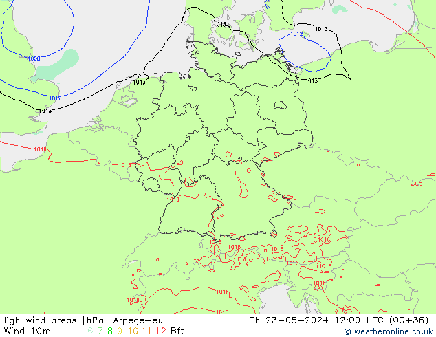 Izotacha Arpege-eu czw. 23.05.2024 12 UTC