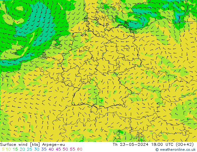 Bodenwind Arpege-eu Do 23.05.2024 18 UTC