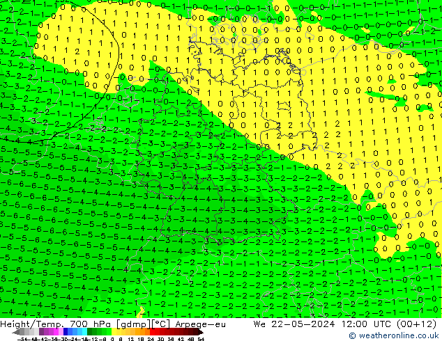 Yükseklik/Sıc. 700 hPa Arpege-eu Çar 22.05.2024 12 UTC