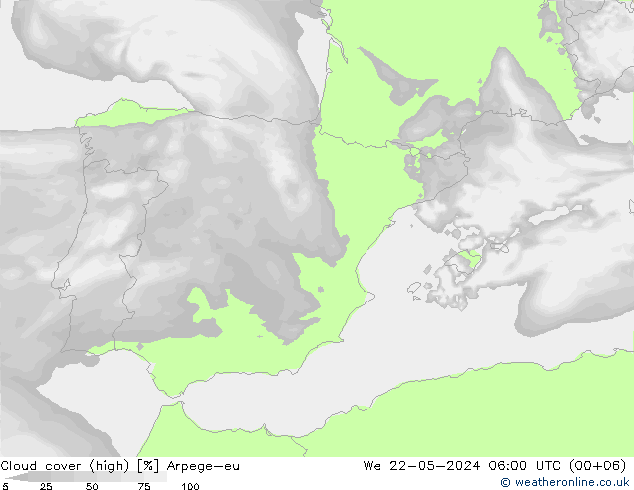 Nubes altas Arpege-eu mié 22.05.2024 06 UTC