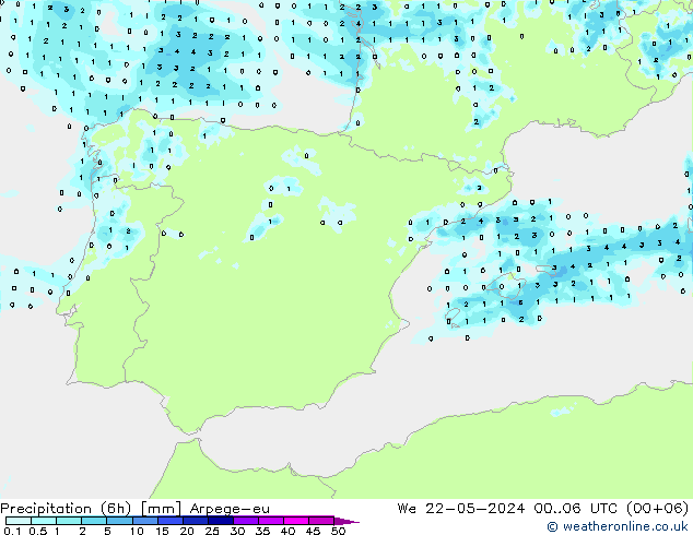 Precipitation (6h) Arpege-eu St 22.05.2024 06 UTC