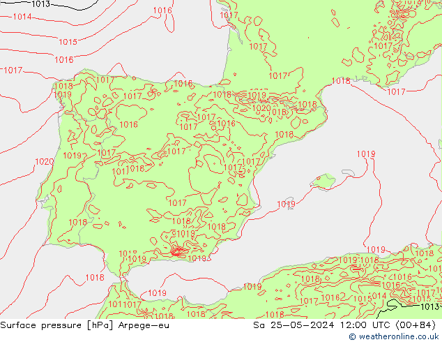 Surface pressure Arpege-eu Sa 25.05.2024 12 UTC