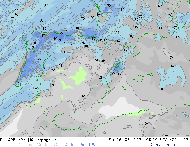 RH 925 hPa Arpege-eu Dom 26.05.2024 06 UTC