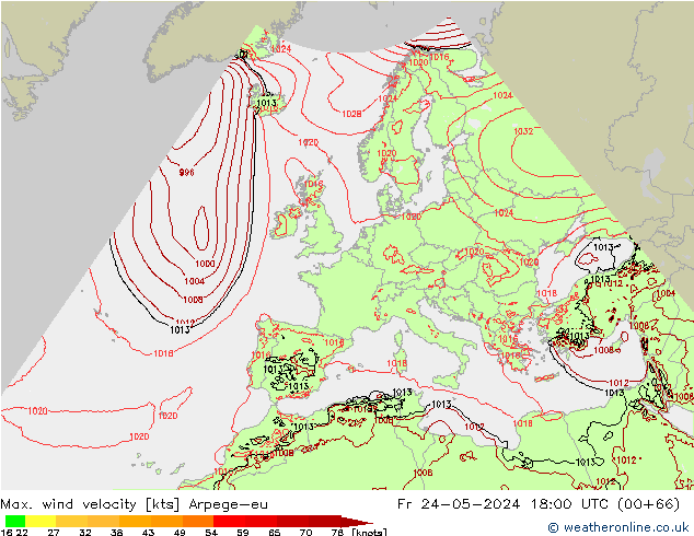 Windböen Arpege-eu Fr 24.05.2024 18 UTC