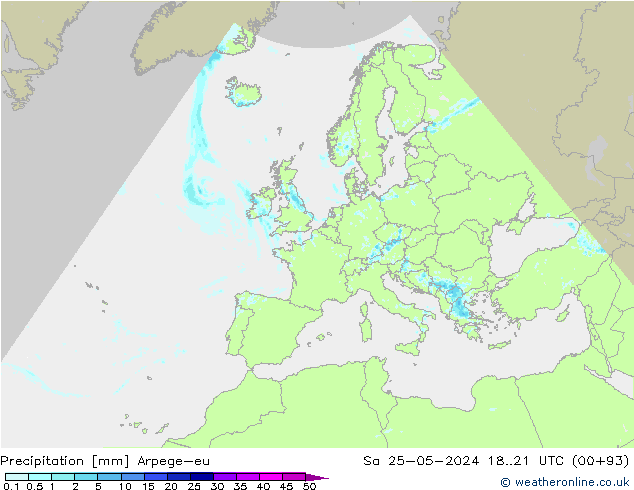Niederschlag Arpege-eu Sa 25.05.2024 21 UTC