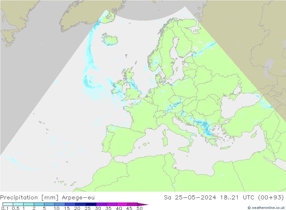 Niederschlag Arpege-eu Sa 25.05.2024 21 UTC