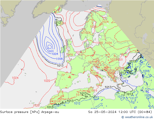 Yer basıncı Arpege-eu Cts 25.05.2024 12 UTC