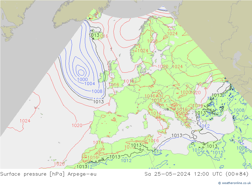 Bodendruck Arpege-eu Sa 25.05.2024 12 UTC