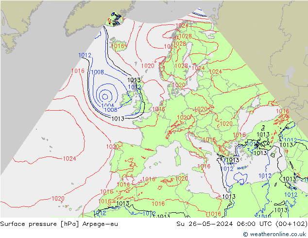 Yer basıncı Arpege-eu Paz 26.05.2024 06 UTC