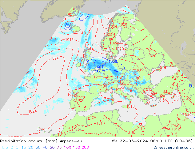 Nied. akkumuliert Arpege-eu Mi 22.05.2024 06 UTC