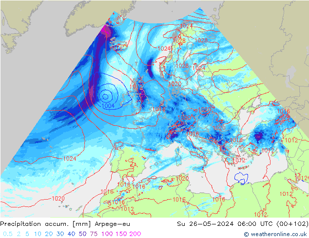 Nied. akkumuliert Arpege-eu So 26.05.2024 06 UTC