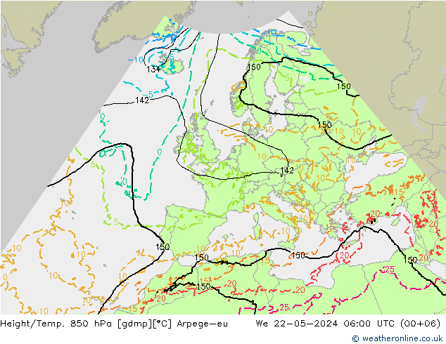 Yükseklik/Sıc. 850 hPa Arpege-eu Çar 22.05.2024 06 UTC