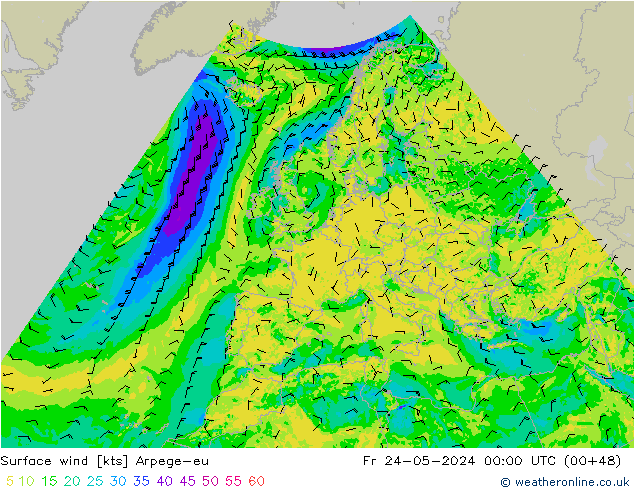 Bodenwind Arpege-eu Fr 24.05.2024 00 UTC