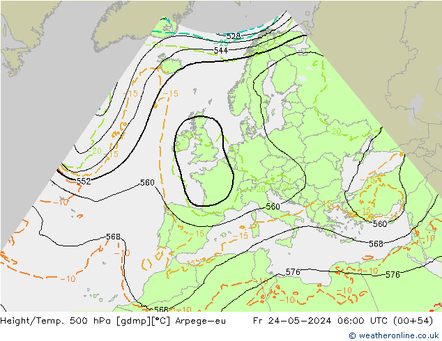 Height/Temp. 500 hPa Arpege-eu Fr 24.05.2024 06 UTC