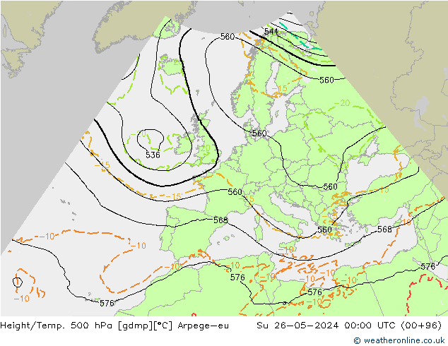 Géop./Temp. 500 hPa Arpege-eu dim 26.05.2024 00 UTC