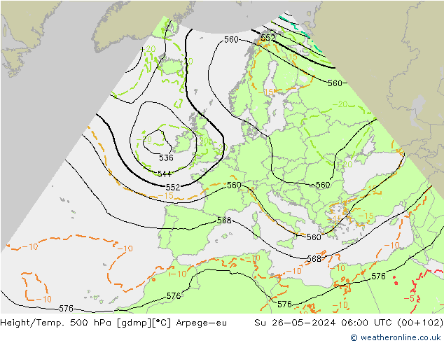 Géop./Temp. 500 hPa Arpege-eu dim 26.05.2024 06 UTC