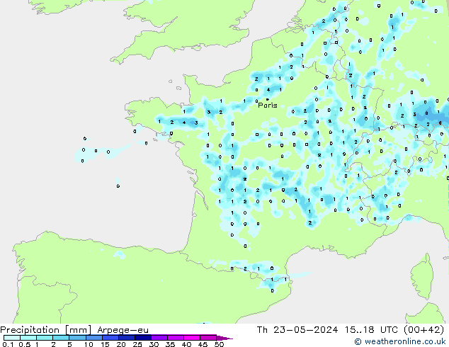 Niederschlag Arpege-eu Do 23.05.2024 18 UTC