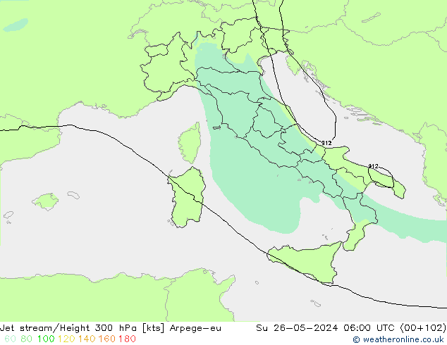 Jet stream/Height 300 hPa Arpege-eu Su 26.05.2024 06 UTC
