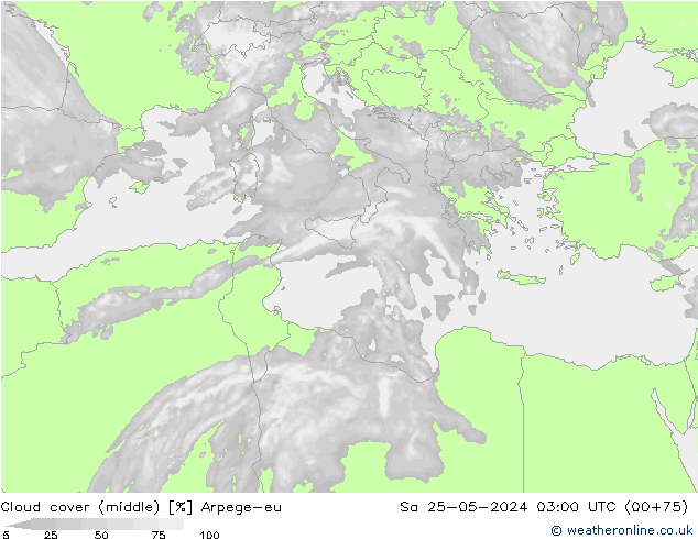 oblačnosti uprostřed Arpege-eu So 25.05.2024 03 UTC