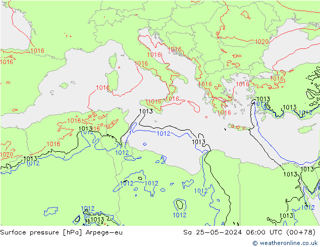 Atmosférický tlak Arpege-eu So 25.05.2024 06 UTC