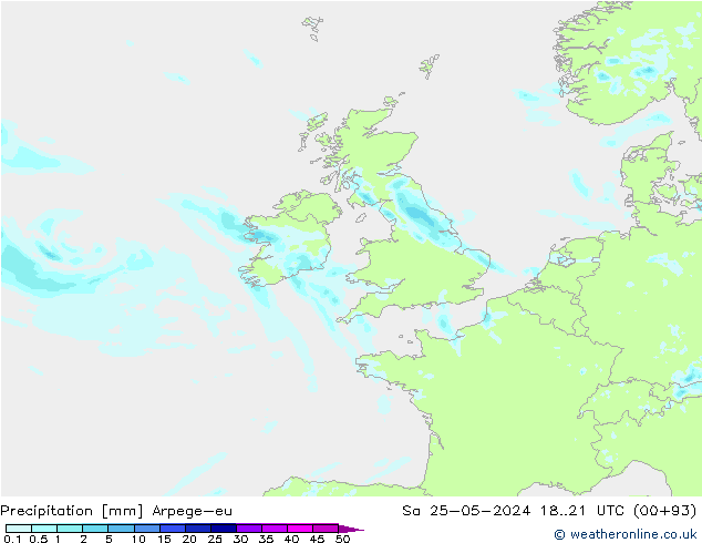 Precipitation Arpege-eu Sa 25.05.2024 21 UTC