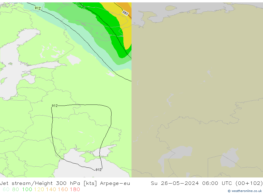 Jet stream/Height 300 hPa Arpege-eu Su 26.05.2024 06 UTC