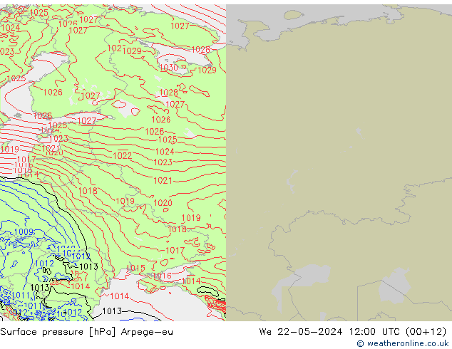 Presión superficial Arpege-eu mié 22.05.2024 12 UTC