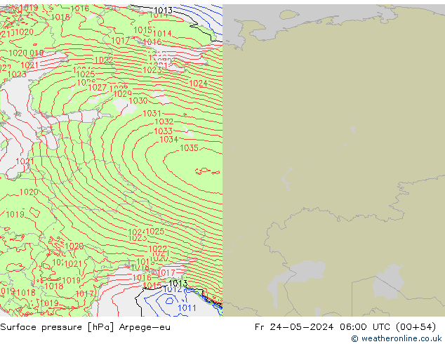 Presión superficial Arpege-eu vie 24.05.2024 06 UTC