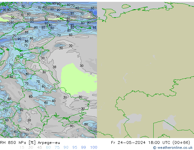 850 hPa Nispi Nem Arpege-eu Cu 24.05.2024 18 UTC