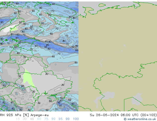 RH 925 hPa Arpege-eu Su 26.05.2024 06 UTC