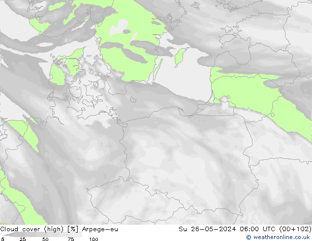 Nuages (élevé) Arpege-eu dim 26.05.2024 06 UTC