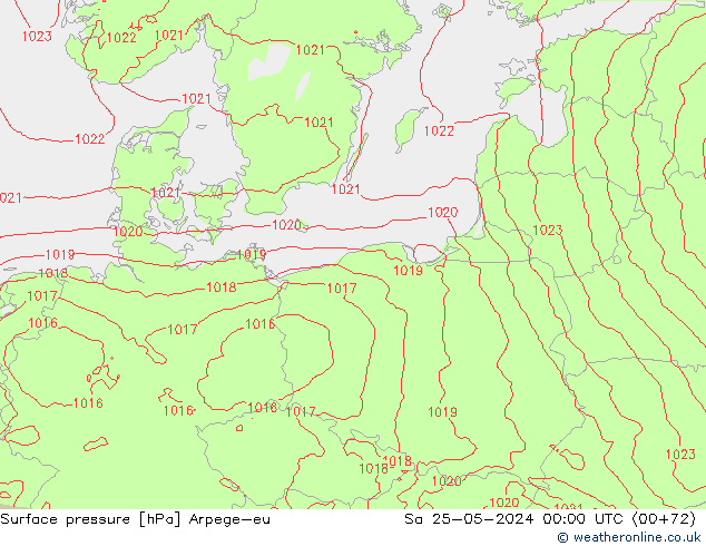 Luchtdruk (Grond) Arpege-eu za 25.05.2024 00 UTC