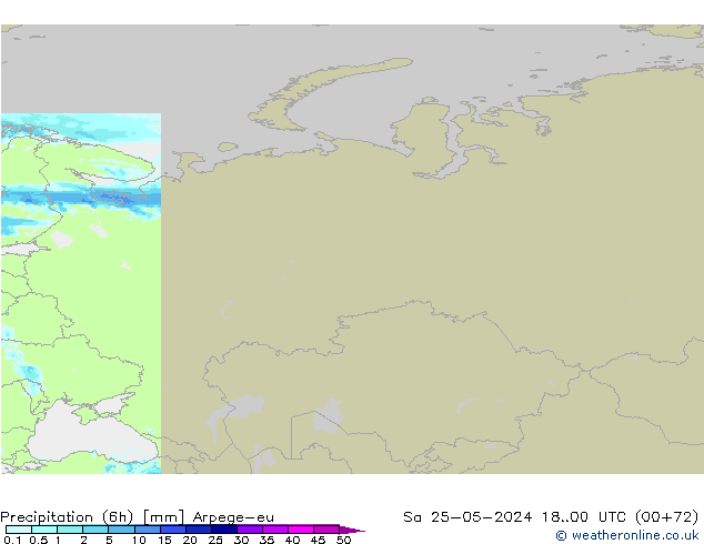 Precipitation (6h) Arpege-eu Sa 25.05.2024 00 UTC