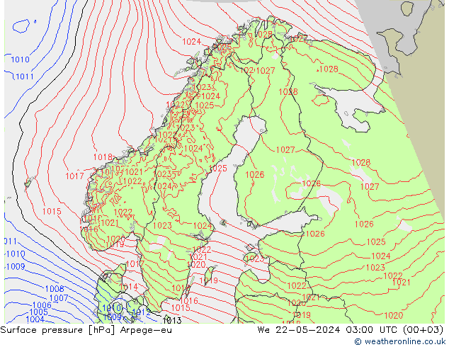 Bodendruck Arpege-eu Mi 22.05.2024 03 UTC