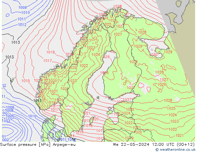 Atmosférický tlak Arpege-eu St 22.05.2024 12 UTC