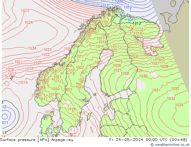 pression de l'air Arpege-eu ven 24.05.2024 00 UTC