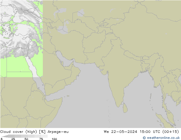 Nuages (élevé) Arpege-eu mer 22.05.2024 15 UTC