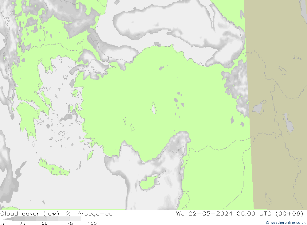 Bulutlar (düşük) Arpege-eu Çar 22.05.2024 06 UTC
