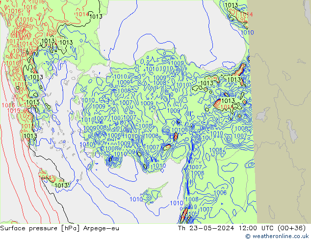 pressão do solo Arpege-eu Qui 23.05.2024 12 UTC