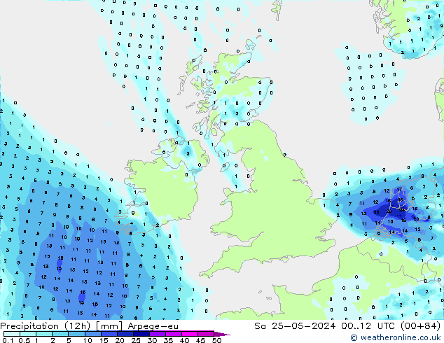 Yağış (12h) Arpege-eu Cts 25.05.2024 12 UTC